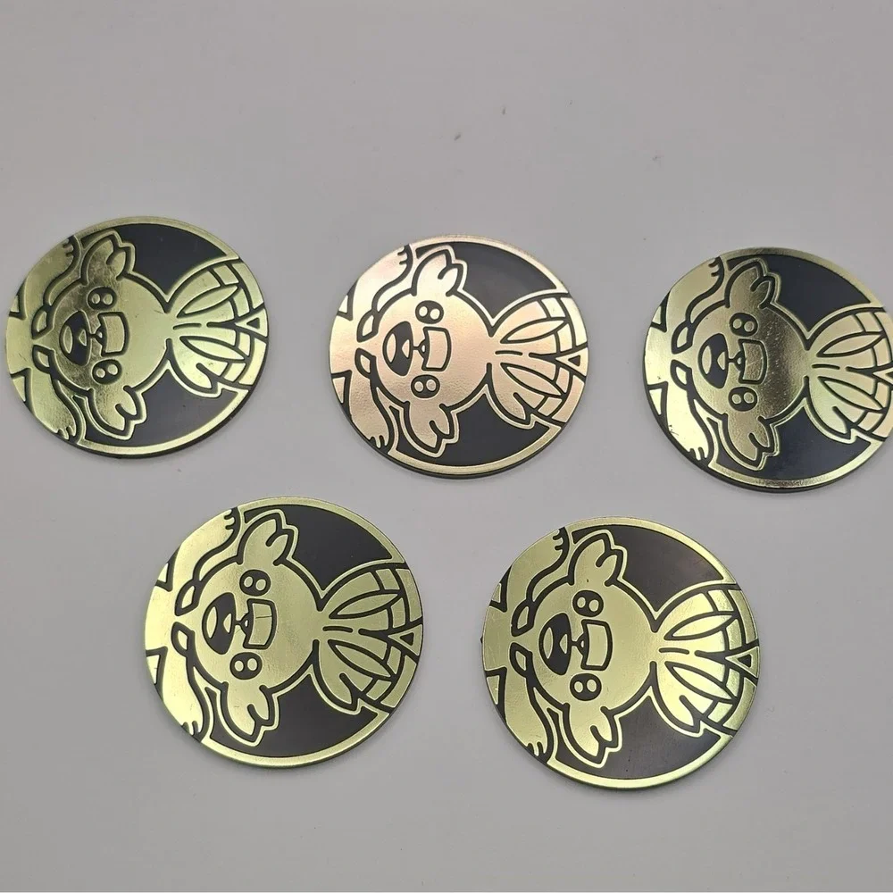 Pokémon TCG Grookey Embossed Metal Flip Coin Gold/Black CCG Coin Lot of 5